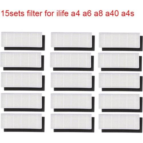 15 HEPA filter & 15 Sponge Filters replacements for ilife A4s A6 A4 A40 A8 dust cleaning filter vacuum cleaner filter parts