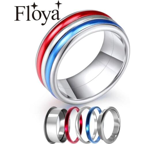 Floya Flag Rings Women Beautiful Stainless Steel Rings Reversible Interchangeable Rings Bague Femme