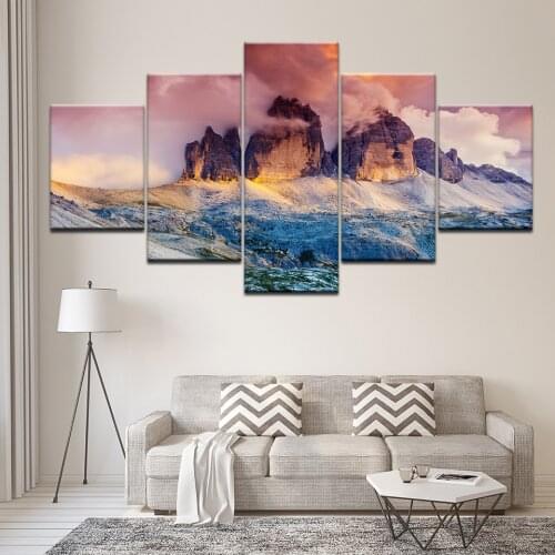 Painting Canvas Wall Art Picture Home Decor 5 Pieces Sky Ice Mountain Grassland Natural Landscape For Living Room Poster Frame