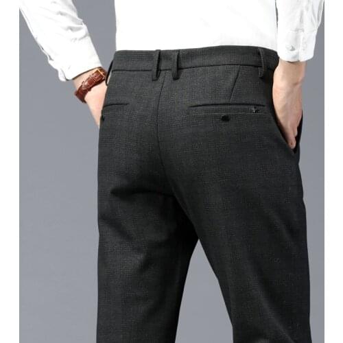 Autumn Winter Stripe Office Dress Man classic Business Mens Formal Trousers Men Casual Suit Slim Pants Pantalon Homme