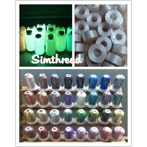 Simthread Brand 500m/cone MS /MH Metallic Machine embroidery thread&glow thread& bobbin thread for home Machine+free shipping