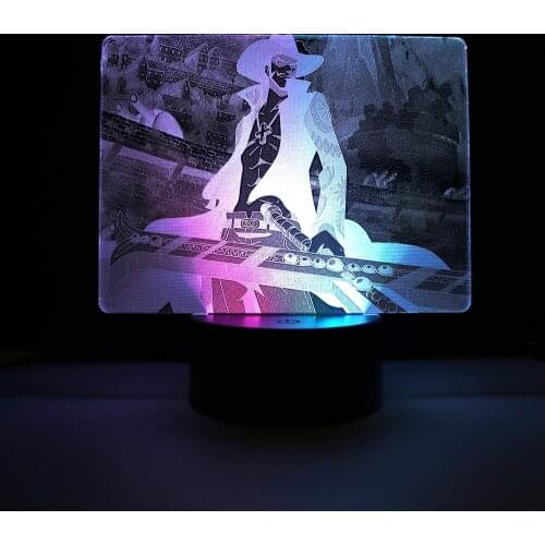 Mihawk for Birthday Gift Bedroom Decor Manga Mihawk Two Tone Acrylic Table Light Colorful Anime Pirate Figure Two Tone LED Lamp