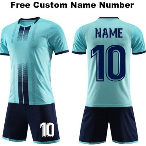Men Summer Short Sleeve Kids Soccer Training Suit Football Kits Boys Girls Soccer Clothes Sets Free customized Soccer Jersey Set