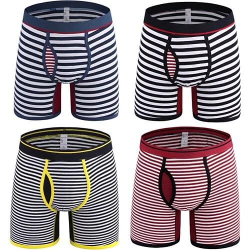 Mens Boxer Shorts Plus Size Long Boxers for Men Cotton Soft Breathable Bulge-pouch Underwear Male U-convex Pajama Lounge Shorts