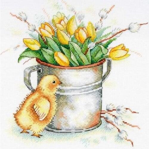 Tulips and ducklings Needlework,For Embroidery,DIY 14CT Unprinted Arts Cross stitch kits Set Cross-Stitching Home Decor