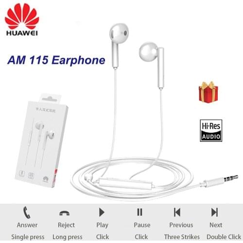 Original Huawei AM 115 Headset With 3.5mm in Ear Earbuds Earphone Speaker Wired Controller for Huawei P10 P9 P8 Mate9