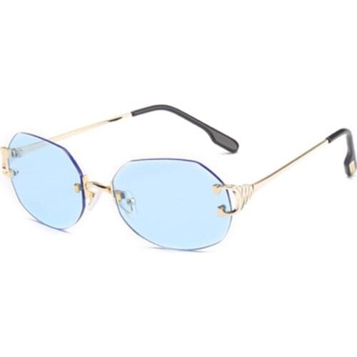 2021 New Rimless Elliptical Cutting Sunglasses For Men And Women Designer Transparent Sun Glasses UV400 Zonnebril