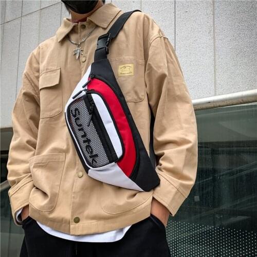 Oxford Panelled Patchwork Chest Pack Bag Girl Boy Handsome Crossbody Bag Leisure Travel Bag for Teenage Man Shoulder Waist Bag