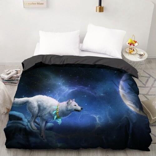 3D HD Digital Printing Custom Duvet Cover,Comforter/Quilt/Blanket case Queen King Bedding 220X200,Bedclothes Animal moon wolf