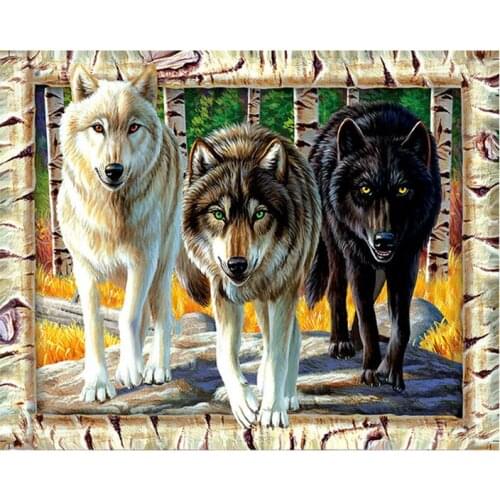 Full DIY Diamond Embroidery Animal Wolves Diamond Painting Cross Stitch Mosaic Pattern Home Decor Wall Painting