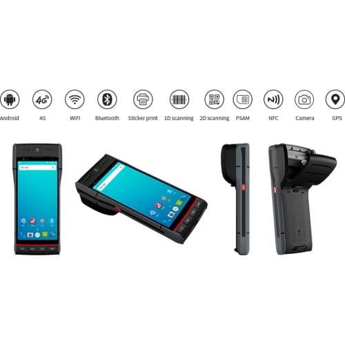 New Portable Handheld Pda QR Code Barcode Scanner RFID Reader Sticker Thermal Printer with 2G/3G/4G LTE/Wifi/Bluetooth/ZigBee