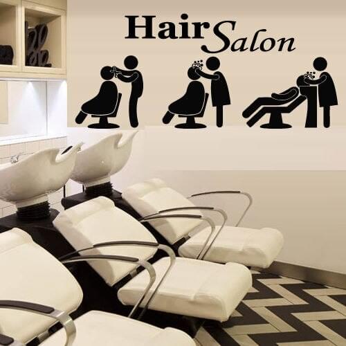 Removable Vinyl Wall Decal Shampoo Service Hair Beauty Salon Barbershop Wall Stickers Home Decor Make Up Grooming Salon B024