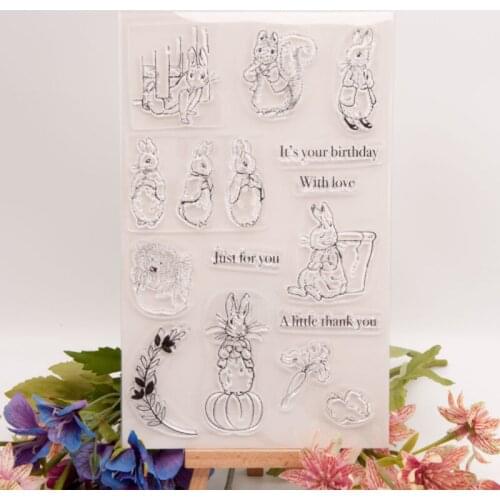 1pc Cute Bunny Easter Transparent Clear Silicone Stamp Seal Cutting DIY Scrapbook Rubber Stamping Coloring Diary Decor Reusable