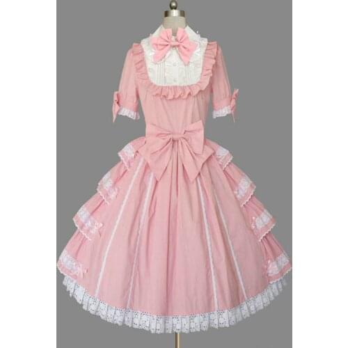Sweet Lolita Dress Short Sleeve Bows Layered Empire Lolita Wedding Dress