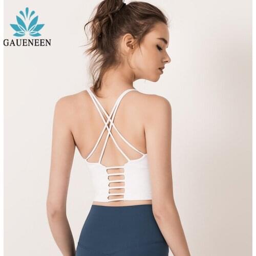 GAUENEEN Beauty Back Sports Bra Tank Top for Women Gym High Impact Vest Shockproof Gathering Sport Bh Yoga Underwear Fitness Bra