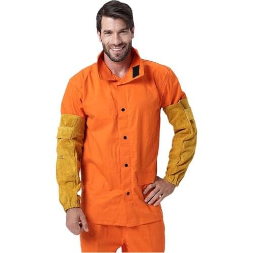 Welding Sleeves Split Cowhide Leather Sleeves 48cm 19" L Flame/Abrasion/Heat Resistant CE Approved Welder Arm Protective Sleeves