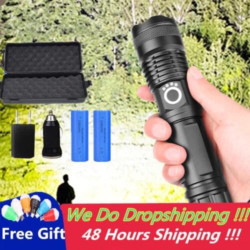 75000LM 1000m XHP50.2 most powerful led flashlight usb Zoom Tactical torch 18650 or 26650 Rechargeable battery hand light