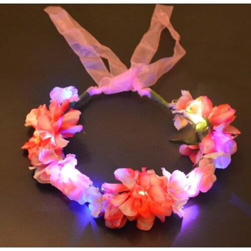 Glow LED Party Boho Floral Light Crown Headband Beach Wreath Garland Flower Bride Gift Valentines Day Wedding Birthday Gift