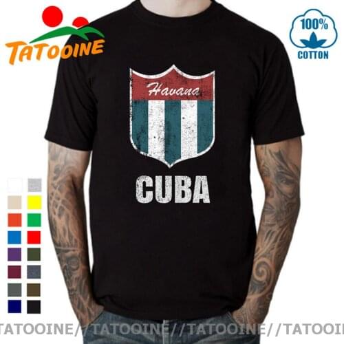 Tatooine Retro Shield Design Havana Cuba T shirt for women men Vintage Cuban Flag T-shirt Unisex Fashion Summer Hipster Tops Tee