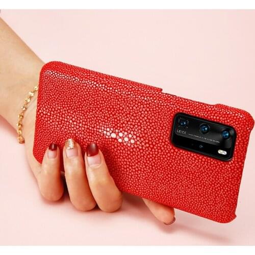 LANGSIDI Fashion women Stingray leather phone case for Huawei P40 PRO plus p30 mate 20 30 lite back cover for honor 20 8x 9x v30