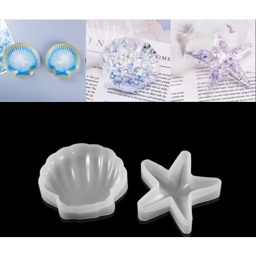1Pcs Sea Shell Sahpe Plate Tray Coaster Silicone Molds Starfish UV Epoxy Resin Molds DIY Soap Dish Casting Mould Making Tool