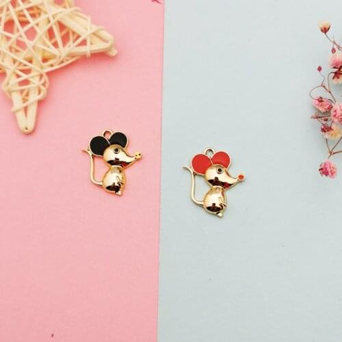 10pcs 3D Gold Tone Metal Little Rats Enamel Charms Pendants Animal Pendant Fit DIY Earring Bracelet Floating Jewelry Accessories
