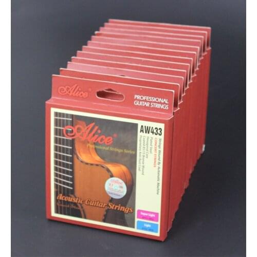 12 Sets Alice AW433 Steel Hexagonal Core Coated 85/15 Bronze Wound Acoustic Guitar Strings