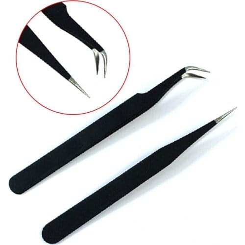 2pcs/lot Anti-static Precision Tweezers Set Pinzas Pincet Stainless Steel ESD Tweezer Electronics Repair Tools