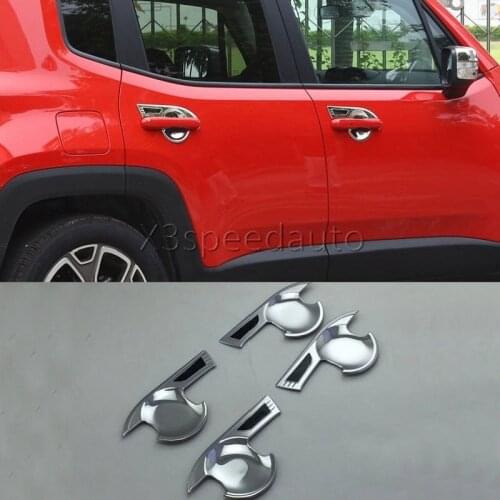 For Jeep Renegade 2015-2017 Door Handle Bowl Cup Cover Trim 4pcs Chrome ABS Car-styling With LOGO