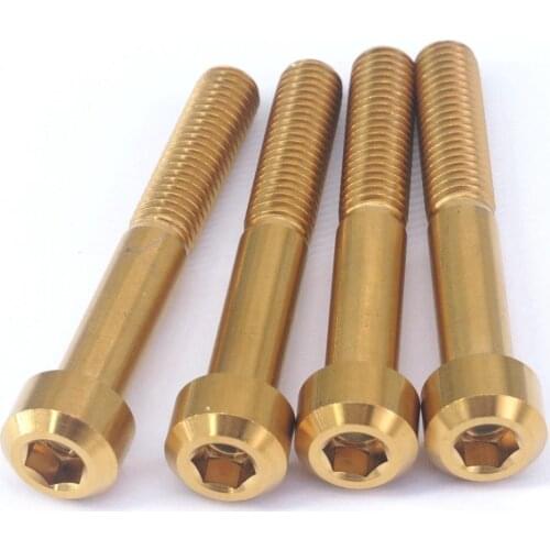 4 PCS M8x55mm Golden GR5 Titanium Hex Socket Cap Head Bolts For Motorcycle