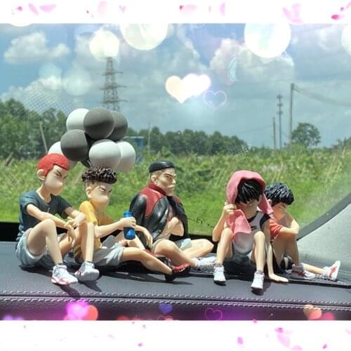 5Pcs HOT SALE Japan Anime Slum Dunk Sakuragi Hanamichi Akagi Takenori Car Ornament Model Vinyl Action Figure PVC Model Gift Toys