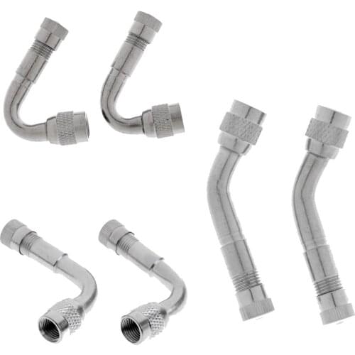 6 Pieces Tire Tyre Valve Stem Adapter Extension Stems Extender 45Degree 90Degree 135Degree for Cars Trucks Bikes Scooters