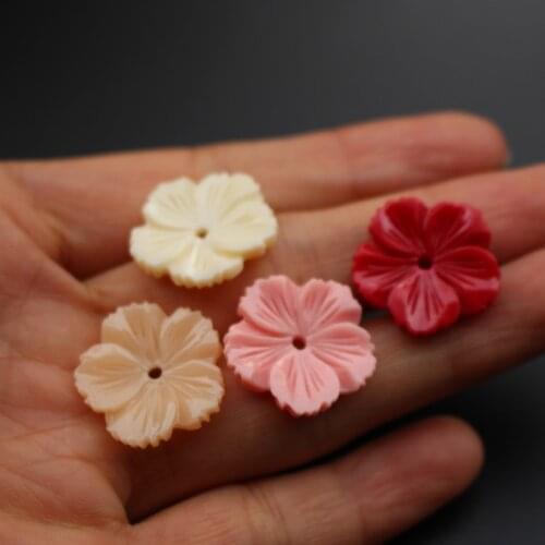 #8097 10Pcs/Lot Carved 19.5mm*3.5mm Flowers Space parts 4 Colors Artificial Coral Findings for Jewelry making