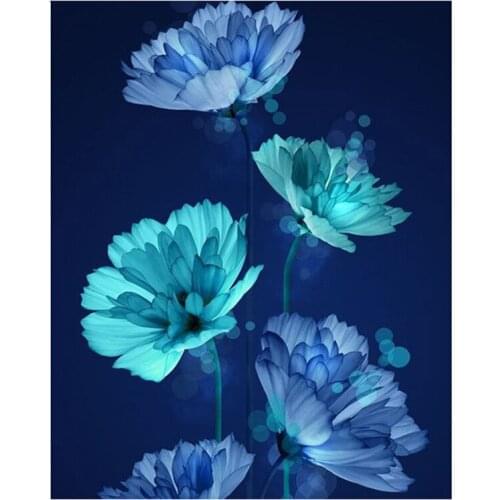 Abstract Full Square Round Diamond Embroidery Blue Flower Diy Diamond Painting 5D Rhinestones Pictures Room DecorationsZP-4488