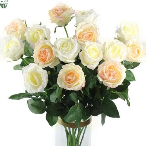 BIG OFF FOR 15PCS) 5/10/15PCS Quality Party/Home/Wedding Decoration Bride Bouquet Artificial Latex Real Touch Rose Flowers