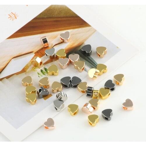 6/8mm Gold Silver Color Love Heart Charm Beads for Jewelry Making Supplies DIY Bracelet Necklace Earrings Accessories 10-30pcs