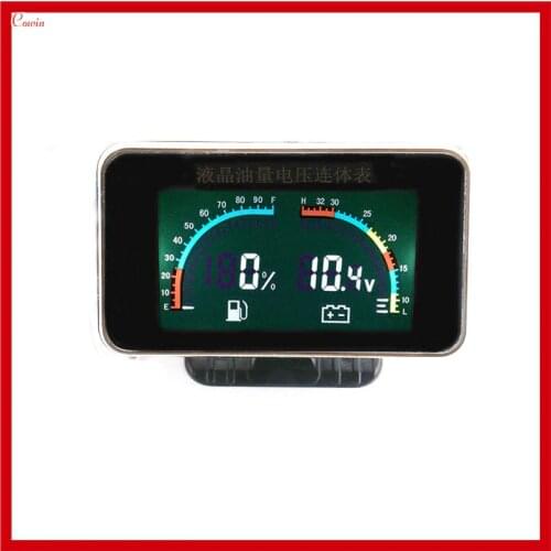 New 2 Funtions Digital Lcd Screen 12v / 24v Car Truck Oil Fuel Gauge Meter + Voltage Gauge Voltmeter