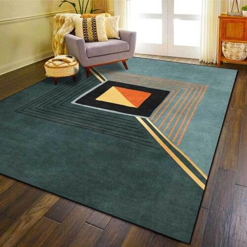 Home dark green carpet 120x160cm geometric mosaic large area carpet living room non-slip floor mat bedroom bedside carpet
