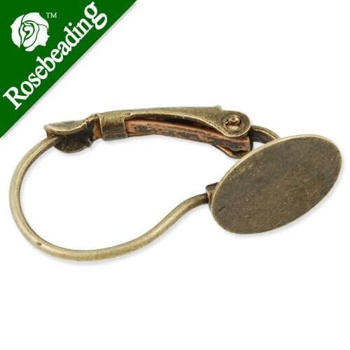 Antique Bronze French Lever Back with a 10mm blank Pad;earring bezels,earring blank,sold 50pcs per pkg