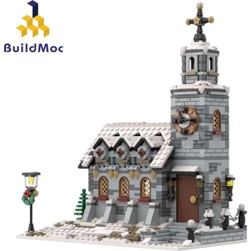 MOC City Lagoon Bedroom Building Block Bricks Village Winter Cottage Temple Church Architecture Toy Children Kids Christmas Gift
