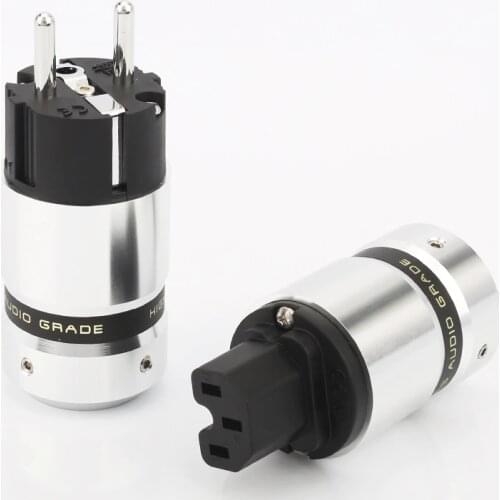 Hi-End Rhodium Plated Schuko Power plug IEC Connector for DIY Mains power cable