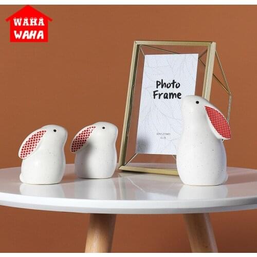Ceramic Rabbit/Bird Statue Decoration Home Wedding Jewelry Soft Decoration Living Room Study Nordic Style Simple Glaze Craft