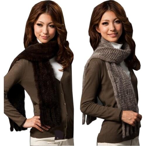HARPPIHOP FUR Fur scarf mink scarf mink knitted scarf womens mink hair scarf