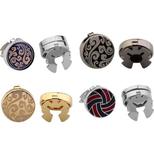 Mens Cuff Links Round Button Cover Cufflinks Black Blue Gold L1776