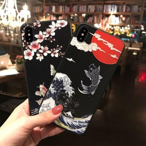 Red Fish Flower Phone Case for iPhone X XS XR 11 12 Pro Max Capa Soft TPU Back Cover for iPhone 6 7 8 Plus Case Coque