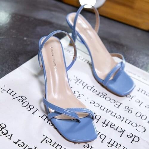 Fashion Women Mules Toe Clip Square Toe Summer Sandals Thin Heels Sandalias Outside Zapatillas Mujer Casa Shoes Sandals Women