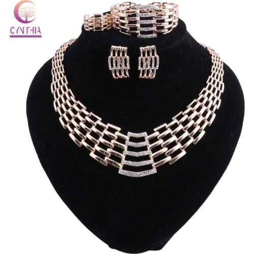 Nigerian Costume Jewelry Set Gold Color Indian Bridal Jewelry Sets For Women African Beads Jewelry Set Gift