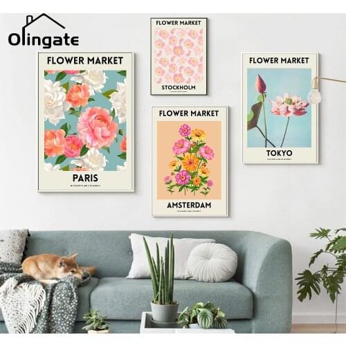 Nordic Flower Plants Wall Art Realist Posters and Prints Wall Pictures One Piece Canvas Art Living Room Garden Home Decoration