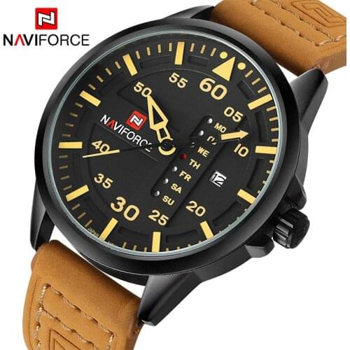 2021 New NAVIFORCE Original Fashion Mens Watches Sports Waterproof Quartz WristWatch Man Casual Leather Band Clock Reloj Hombre