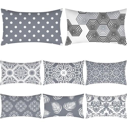 New Grey Geometric Cushion Cover Mandala Pillow Cover Geometry Decorative 30X50cm Throw Pillows Home Decor Pillowcase